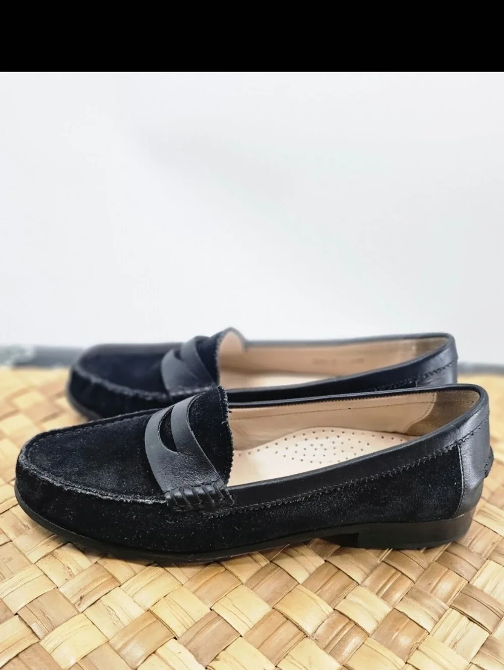 Cole Haan Penny Loafers Black Suede Size 8